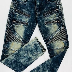 Men’s Slim-Fit Moto Biker Zipper Pockets Fashion